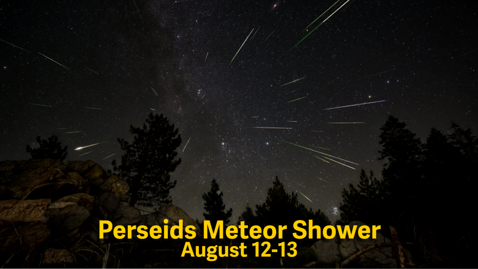 Vista da chuva de meteoros Perseidas de 2023 a partir da parte mais ao sul da Floresta Nacional de Sequoia, perto do Pico Piute • NASA/Preston Dyches