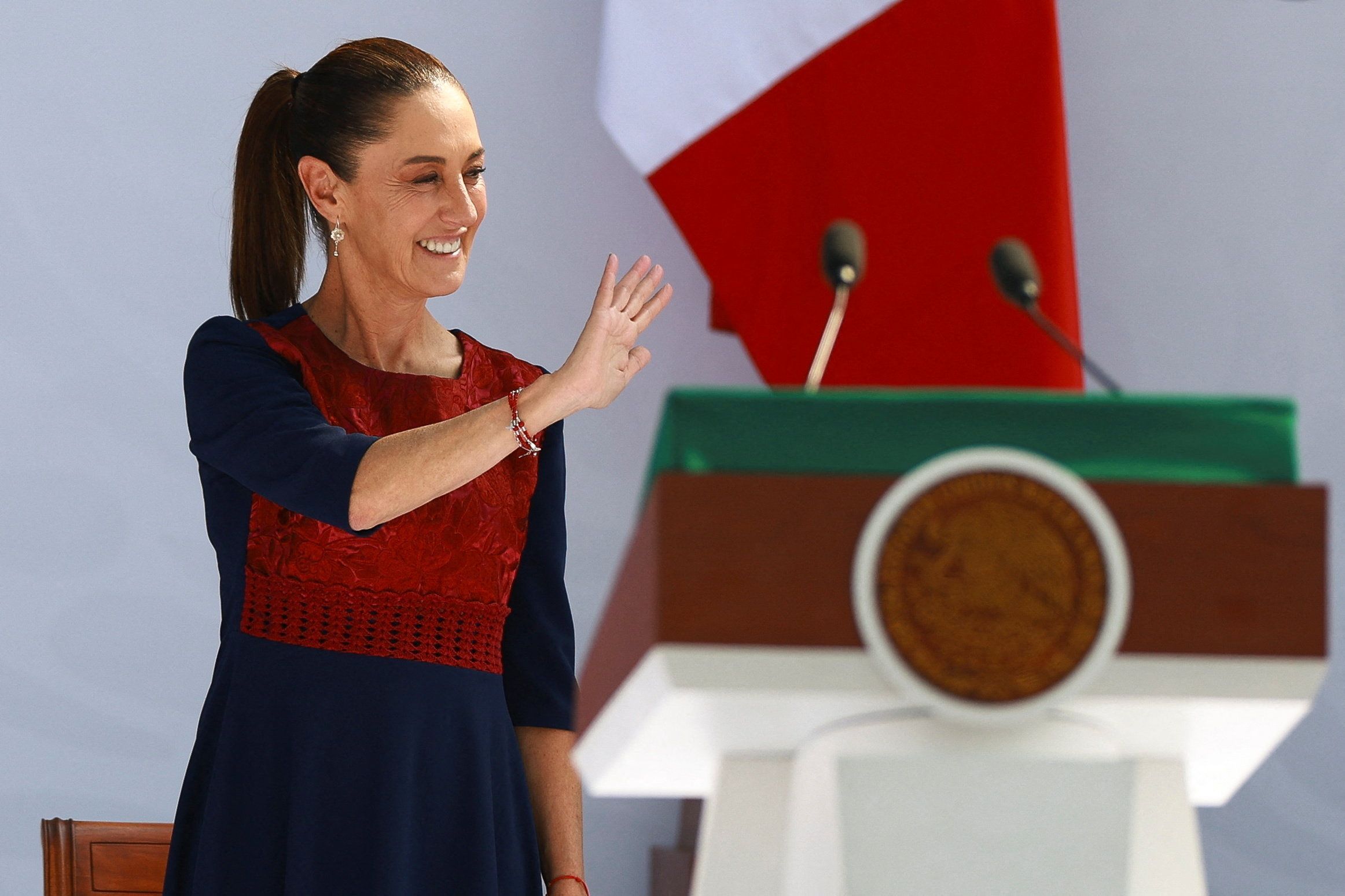 Presidente do México, Claudia Sheinbaum, durante evento na Cidade do México
