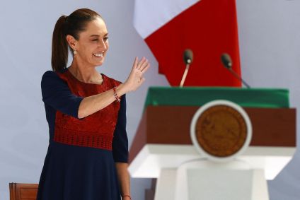 Presidente do México, Claudia Sheinbaum, durante evento na Cidade do México