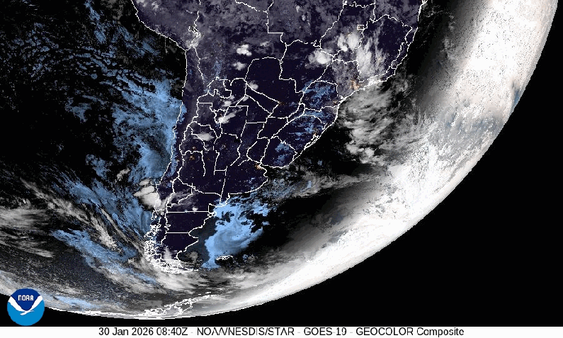 Ciclone se formará entre as costas de SP e RJ. Imagem desta sexta-feira (30) • NOAA/Nasa