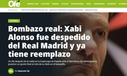 Jornal argentino "Olé" fala em "bomba" após a saída de Xabi Alonso do Real Madrid