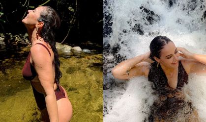 Paolla Oliveira posa de maiô em cachoeira: "Para energizar"