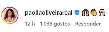 Paolla Oliveira acrescentou emojis na publicação de Diogo Nogueira • Instagram