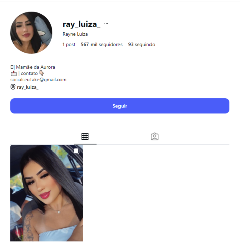 Perfil de Rayne Luiza, esposa de Pedro do BBB 26 • Reprodução/ Instagram