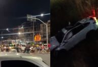 Veículo cai sobre a linha férrea após perseguição policial no RJ