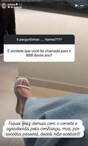 Poliana responde sobre ter sido chamada para o BBB 26 • Instagram/Poliana Rocha