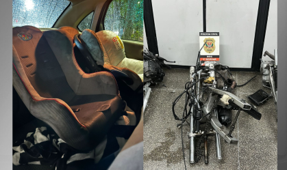 Mulher presa usava cadeiras de bebês para entregar peças de motos furtadas