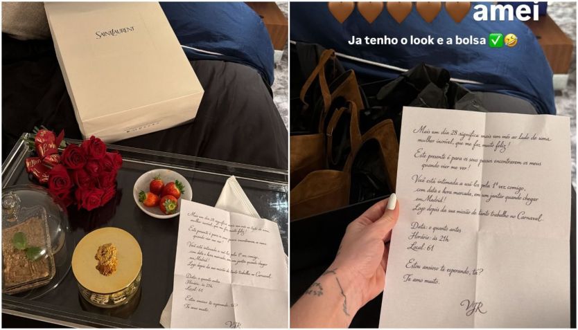 Virginia ganha presente de R$ 10 mil e carta apaixonada de Vini Jr. • Instagram / Virginia