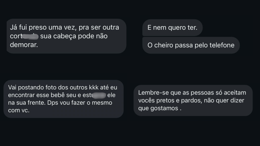 Ameaças e ataques racistas enviados à modelo • Arquivo Pessoal