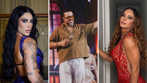 Namorada de Belo reage à beijo de cantor com a ex, Viviane Araújo, em novela