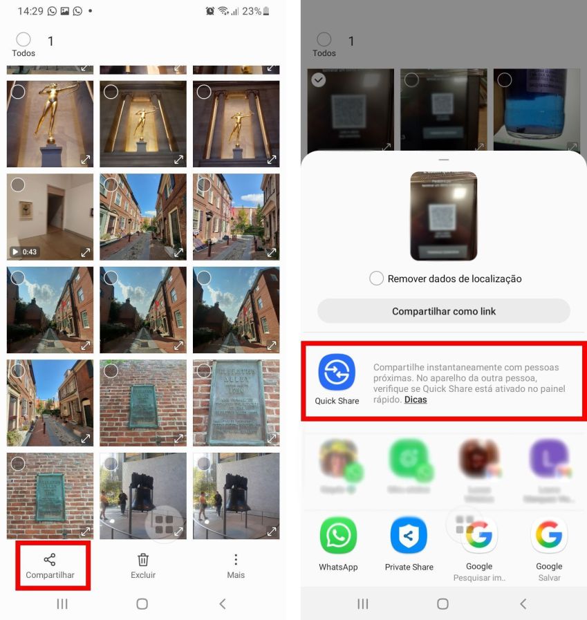 O Quick Share uma opo valiosa para compartilhamento de contedos quando no h acesso internet. • Crditos: Reproduo/Google