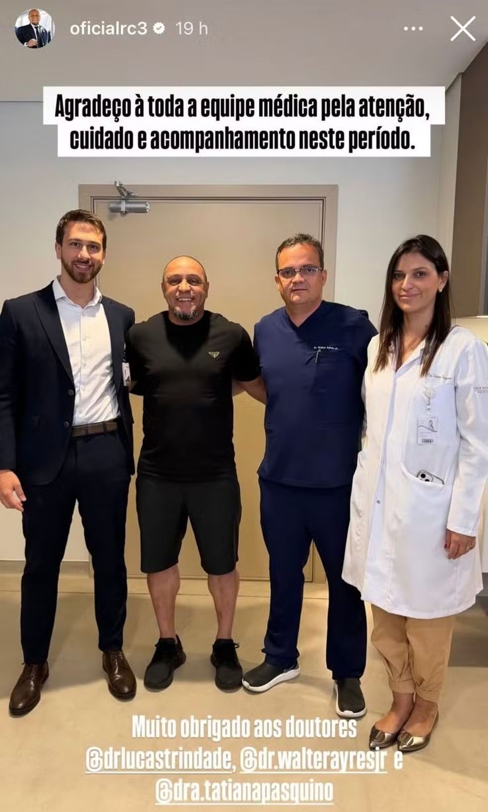 Roberto Carlos recebe alta de hospital após passar por cirurgia no coração • Reprodução/Instagram