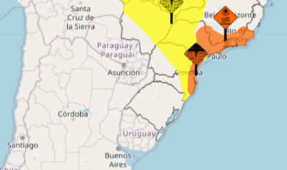 Tempestades com granizo e ventos de até 100 km/h devem atingir o Sul