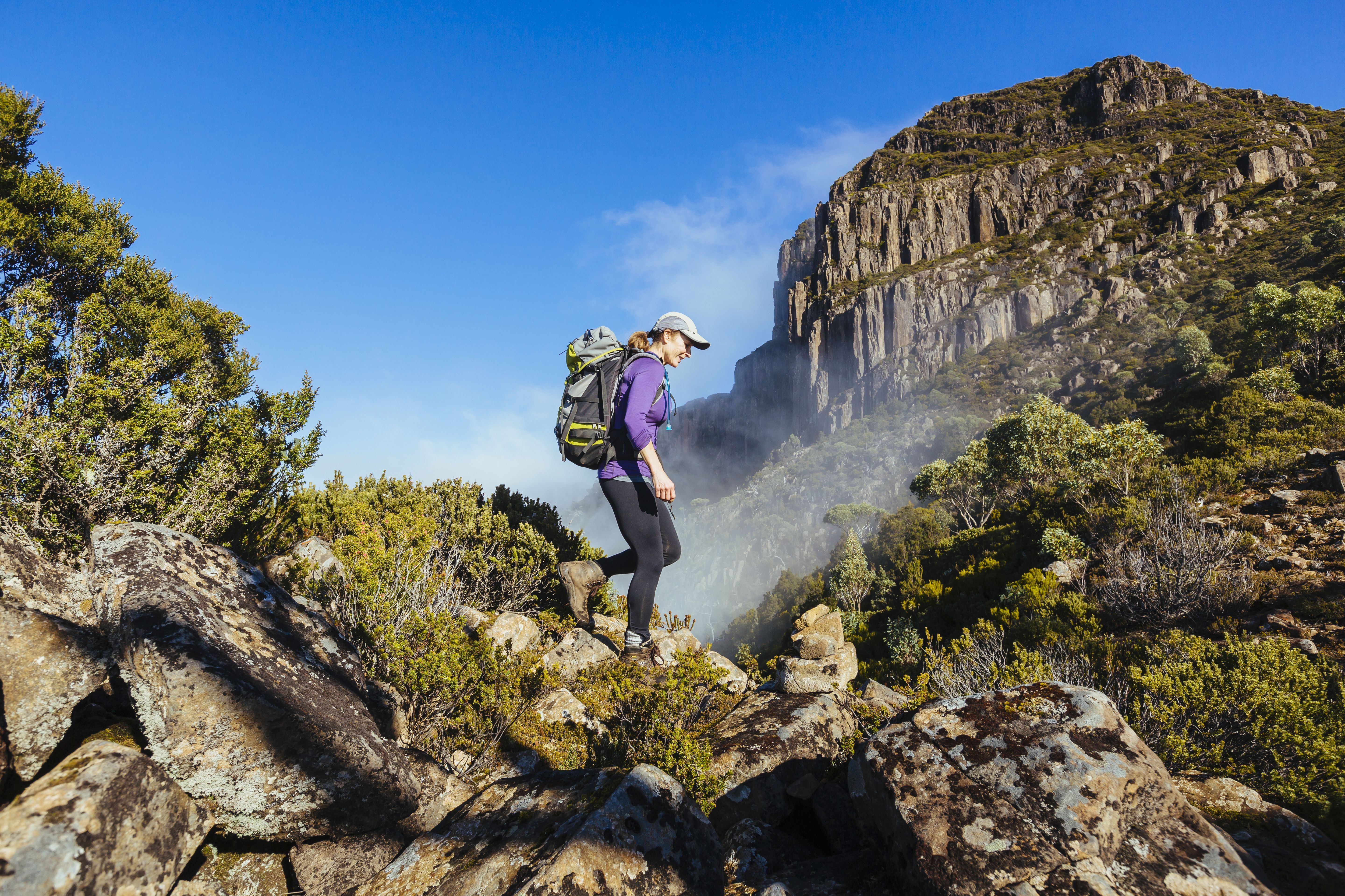 A woman hiking the trail to Mount King William I