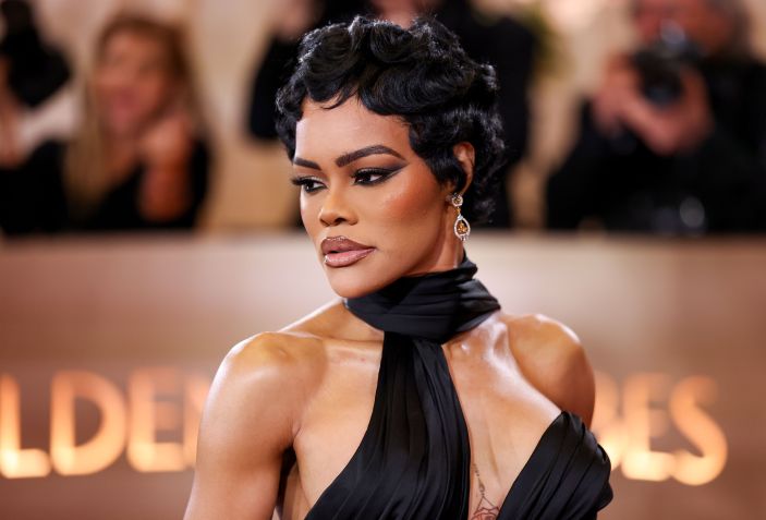 Teyana Taylor no Globo de Ouro 2026 • Monica Schipper/Getty Images