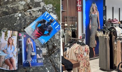Modelo criada por IA pela agência Seraphinne Vallora para campanha de verão da Guess na revista Vogue