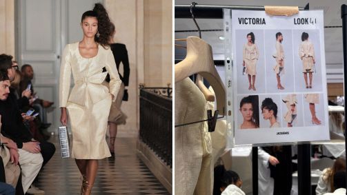 Victoria no desfile da Jacquemus, em Paris