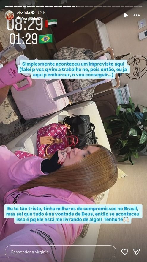 Virginia sofre imprevisto e fica "presa" em Dubai • Instagram/Virginia