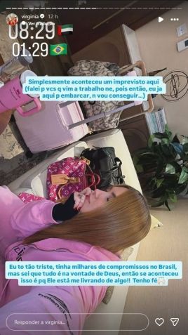 Virginia sofre imprevisto e fica "presa" em Dubai • Instagram/Virginia