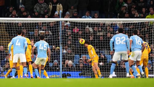 Lance de jogo entre Manchester City x Brighton, pela Premier League