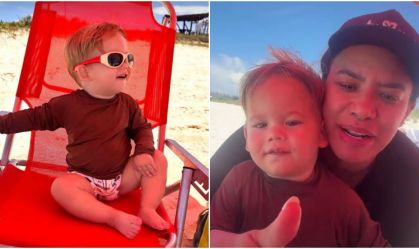 Zé Felipe mostra filhos curtindo praia no Rio de Janeiro; veja