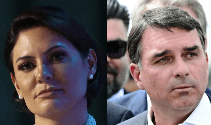 Flávio Bolsonaro e Michelle Bolsonaro