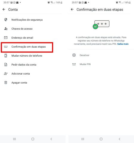 No WhatsApp, a autenticação de dois fatores é um Pin de seis dígitos • Reprodução/WhatsApp/Meta