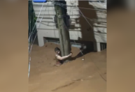 Vídeo mostra mulher se segurando em poste em meio à enxurrada em MG; veja