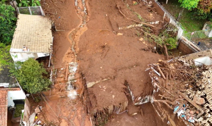 Imagens aéreas mostram a situação em Juiz de Fora após chuvas que atingiram a cidade