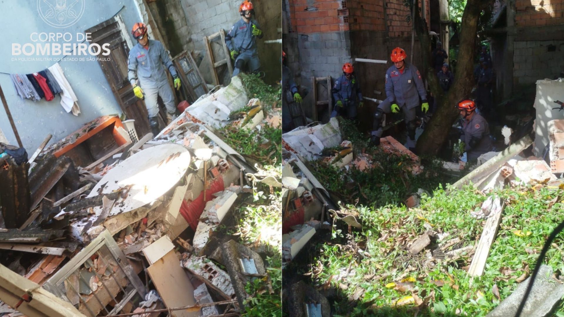 Casa desaba no Jardim Ângela • Reprodução/Corpo de Bombeiros
