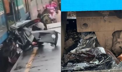 Carro cruza linha férrea, é atingido por trem e dois homens morrem no RJ