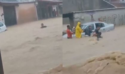 Vídeo: homem arrastado por enchente é salvo por corrente humana em Paraty
