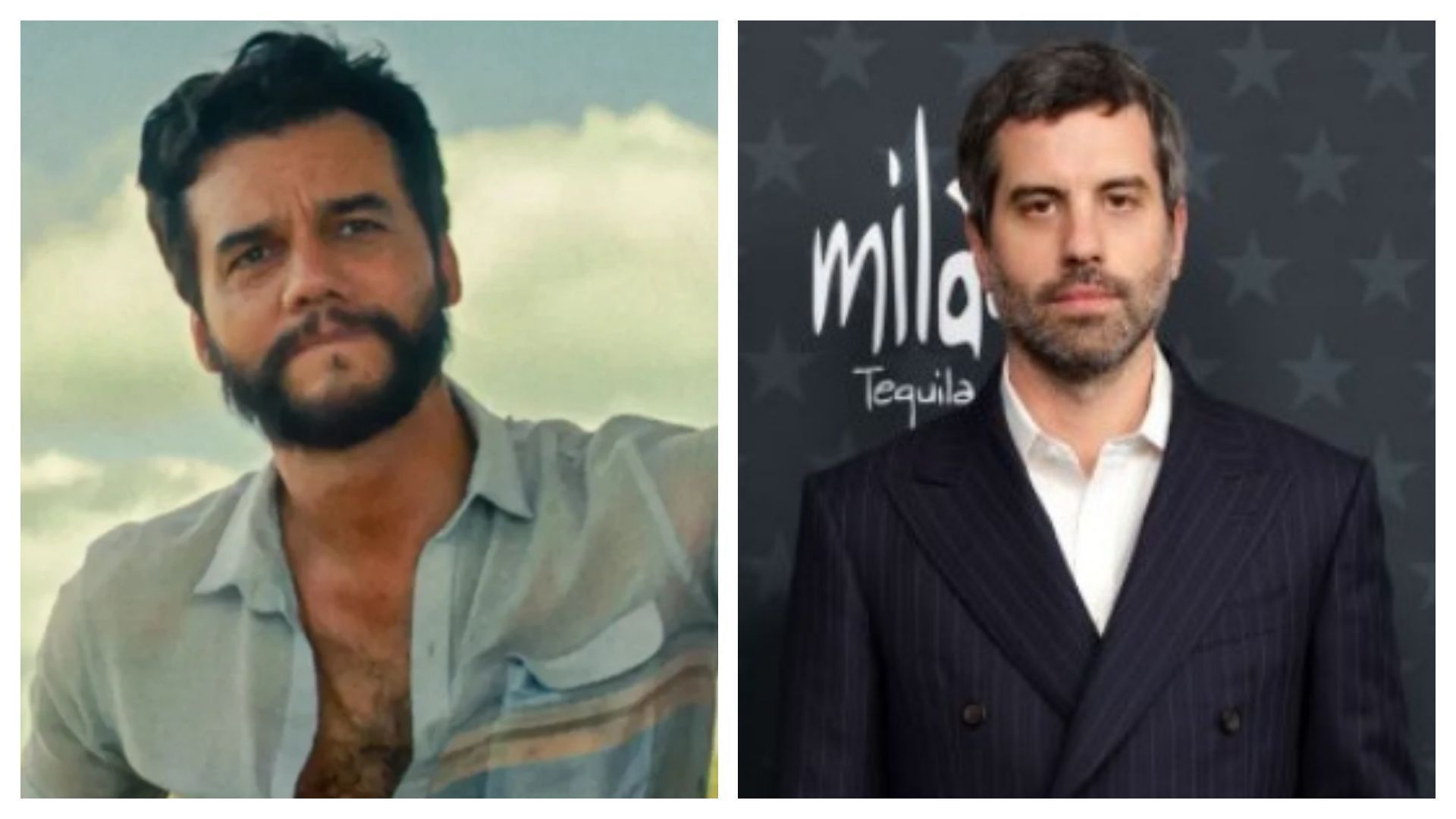 Monstagem de fotos mostra o ator Wagner Moura como Marcelo, em "O Agente Secreto", e Adolpho Veloso, que concorre em fotografia por "Sonhos de Trem"