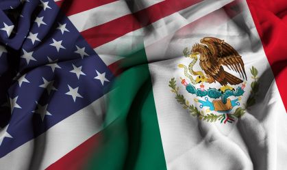 Flags of the United States of America and Mexico