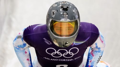 Vladyslav Heraskevych durante descida no skeleton