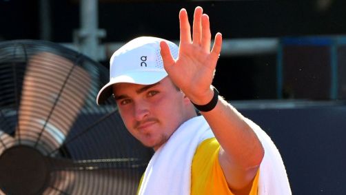 João Fonseca durante partida do Rio Open