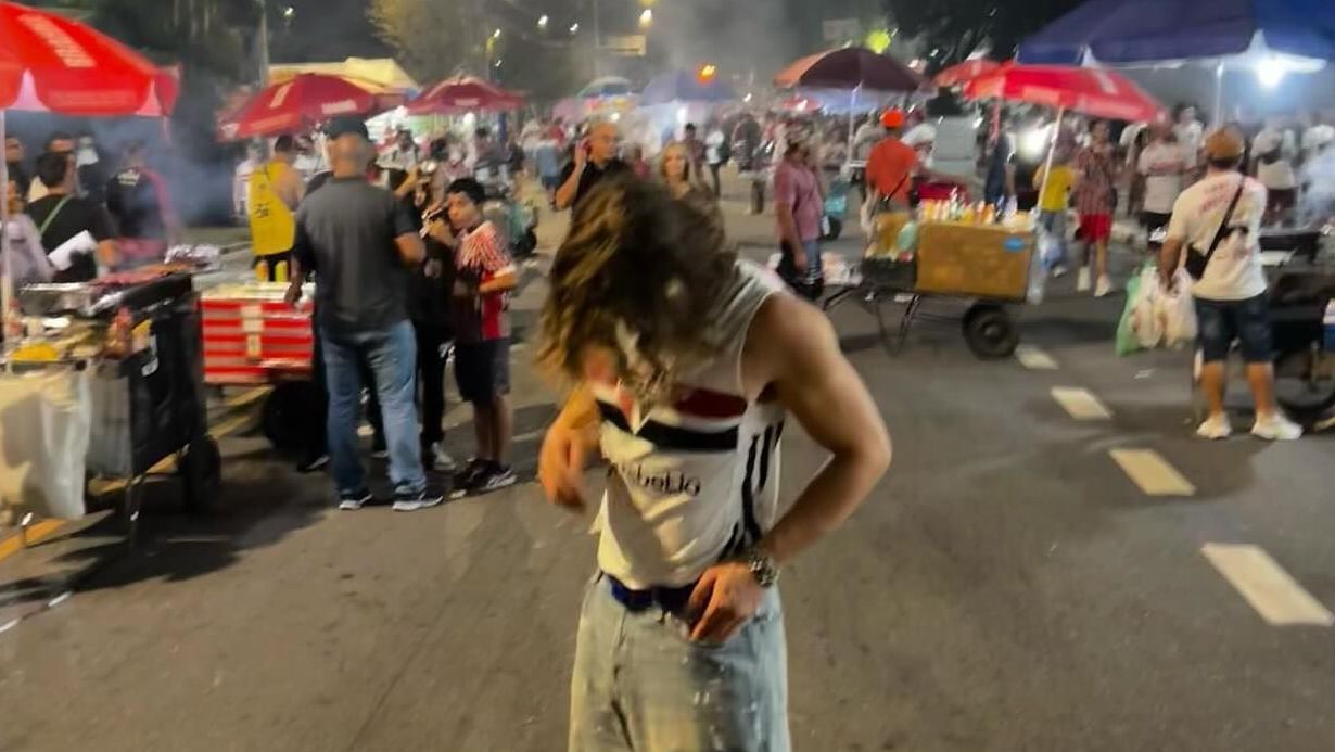 Lucas Pinheiro Braathen com a camisa do São Paulo durante jogo no Morumbis • Divulgação/Lucas Pinheiro