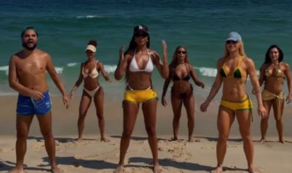 Ludmilla curte praia ao lado de Virginia Fonseca e filhos no Rio de Janeiro