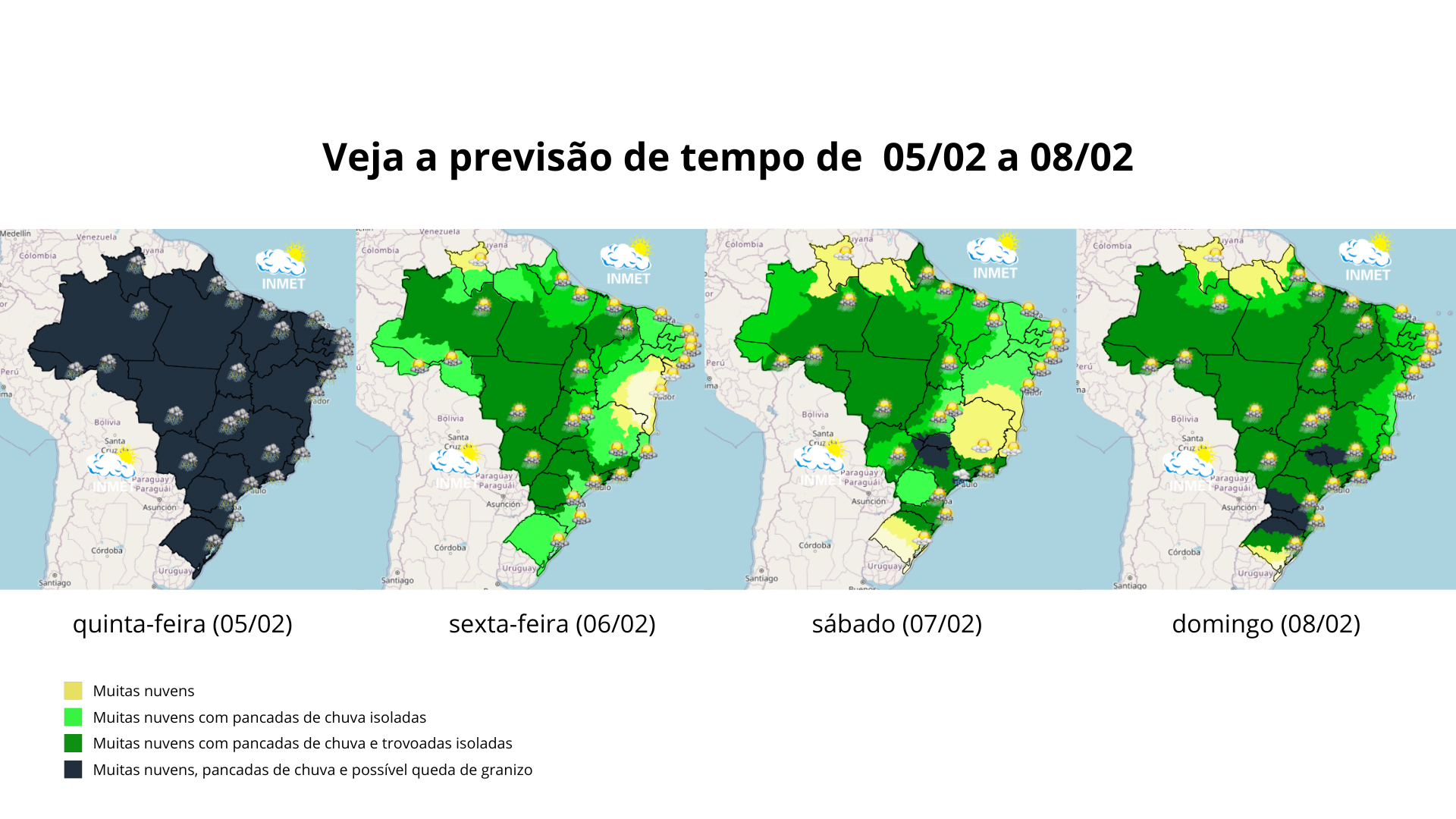 Segundo o Inmet, o calor seguido de frente via é ocasionado pela formação de um ciclone no país • Inmet? Montagem CNN