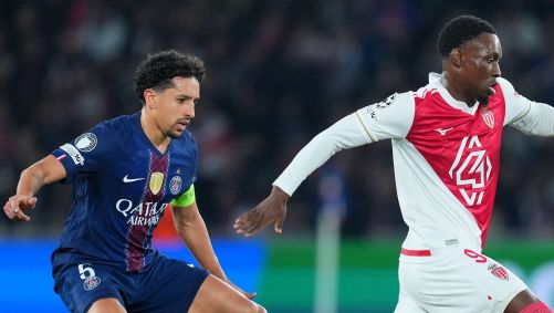 Marquinhos durante partida entre PSG e Monaco
