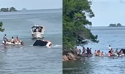 Vídeo: lancha naufraga em Angra dos Reis e vítimas são resgatadas