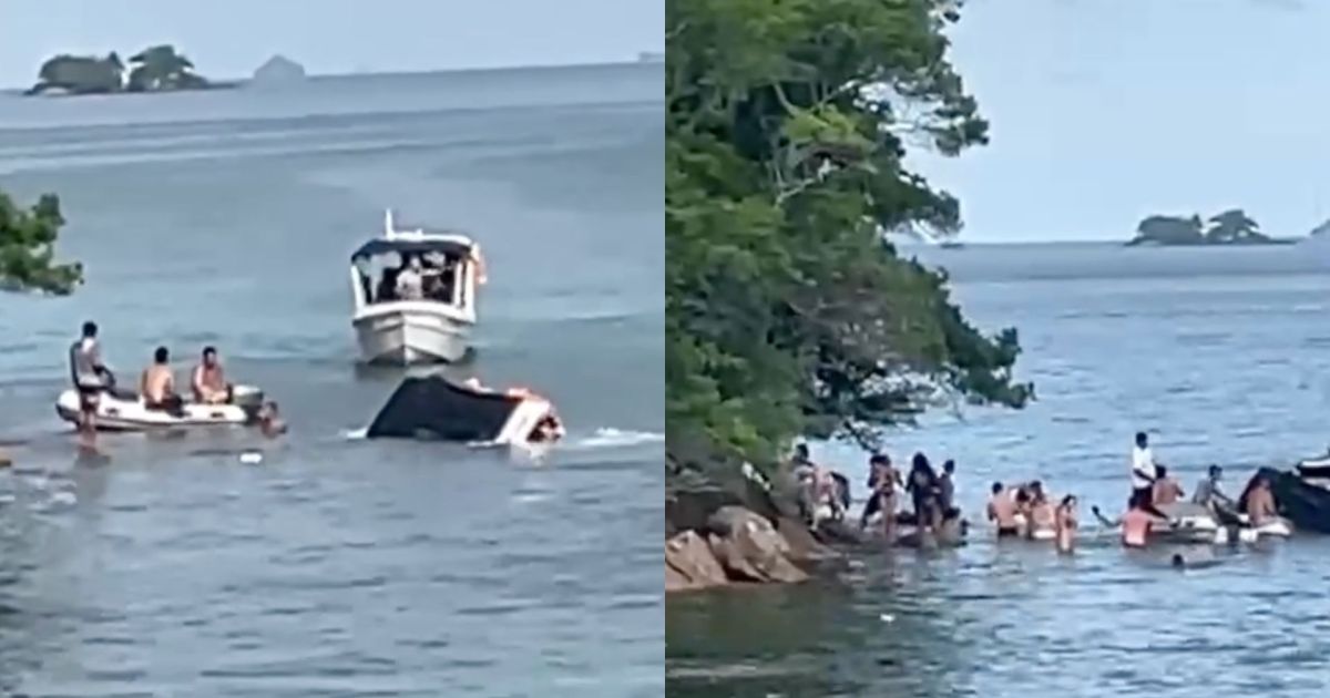 Vídeo: lancha naufraga em Angra dos Reis e vítimas são resgatadas