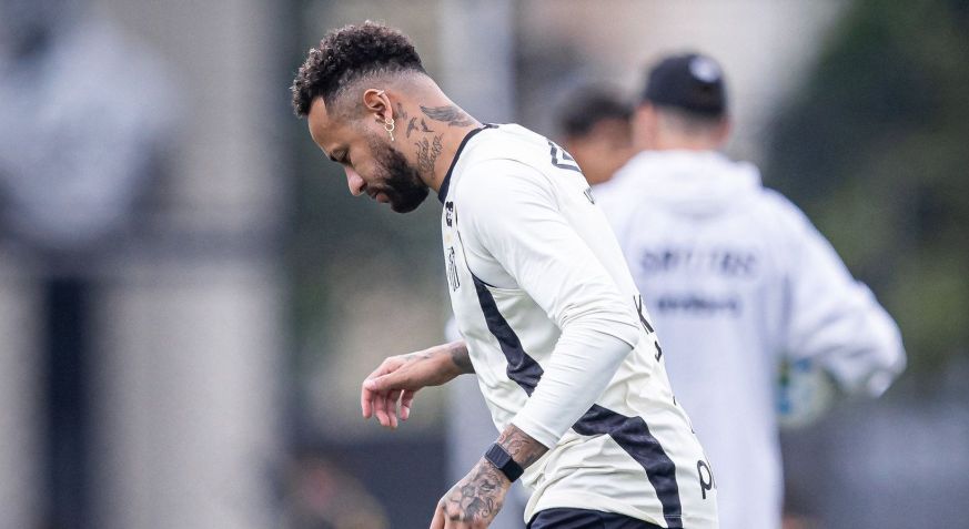 Neymar durante treino nesta terça (3) • Foto: Reprodução / X @SantosFC