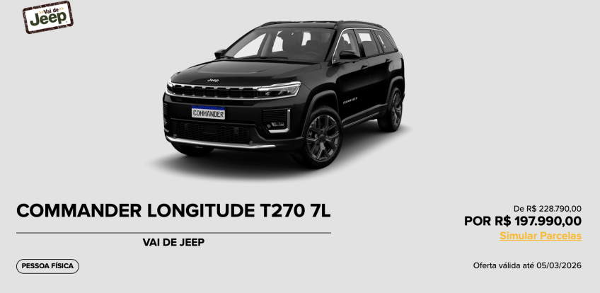 Oferta do Jeep Commander Longitude • Jeep/Reprodução