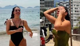 Paolla Oliveira posa de maiô na praia: "É quase Carnaval no Brasil"