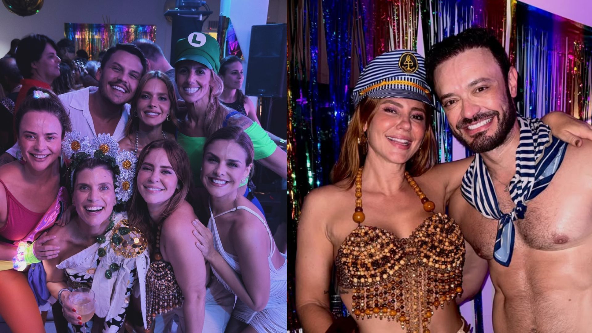 Paolla Oliveira curtindo festa temática de carnaval com Juliana Silveira, Paloma Bernardi e Monique Alfradique.