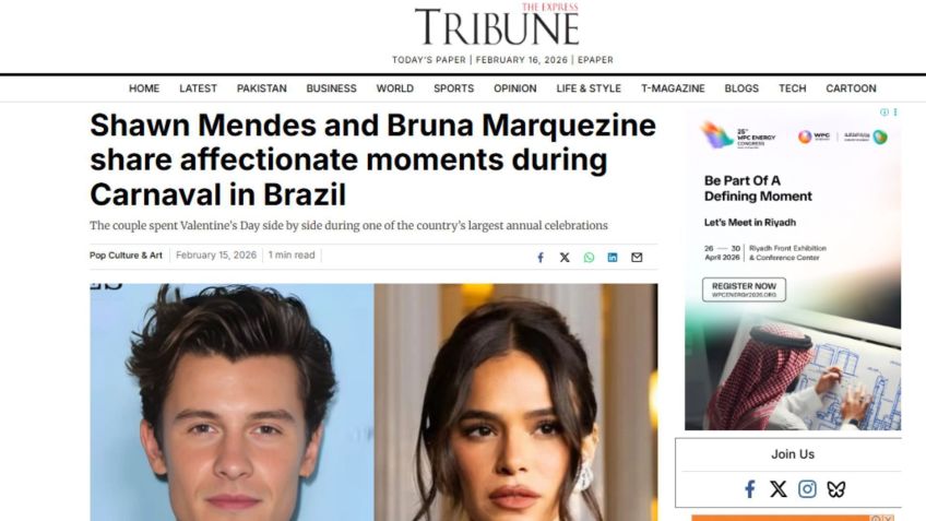 Portal internacional The Express Tribune • Reprodução