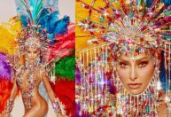 Sabrina Sato revela bastidores de fantasia de 40 kg com cristais