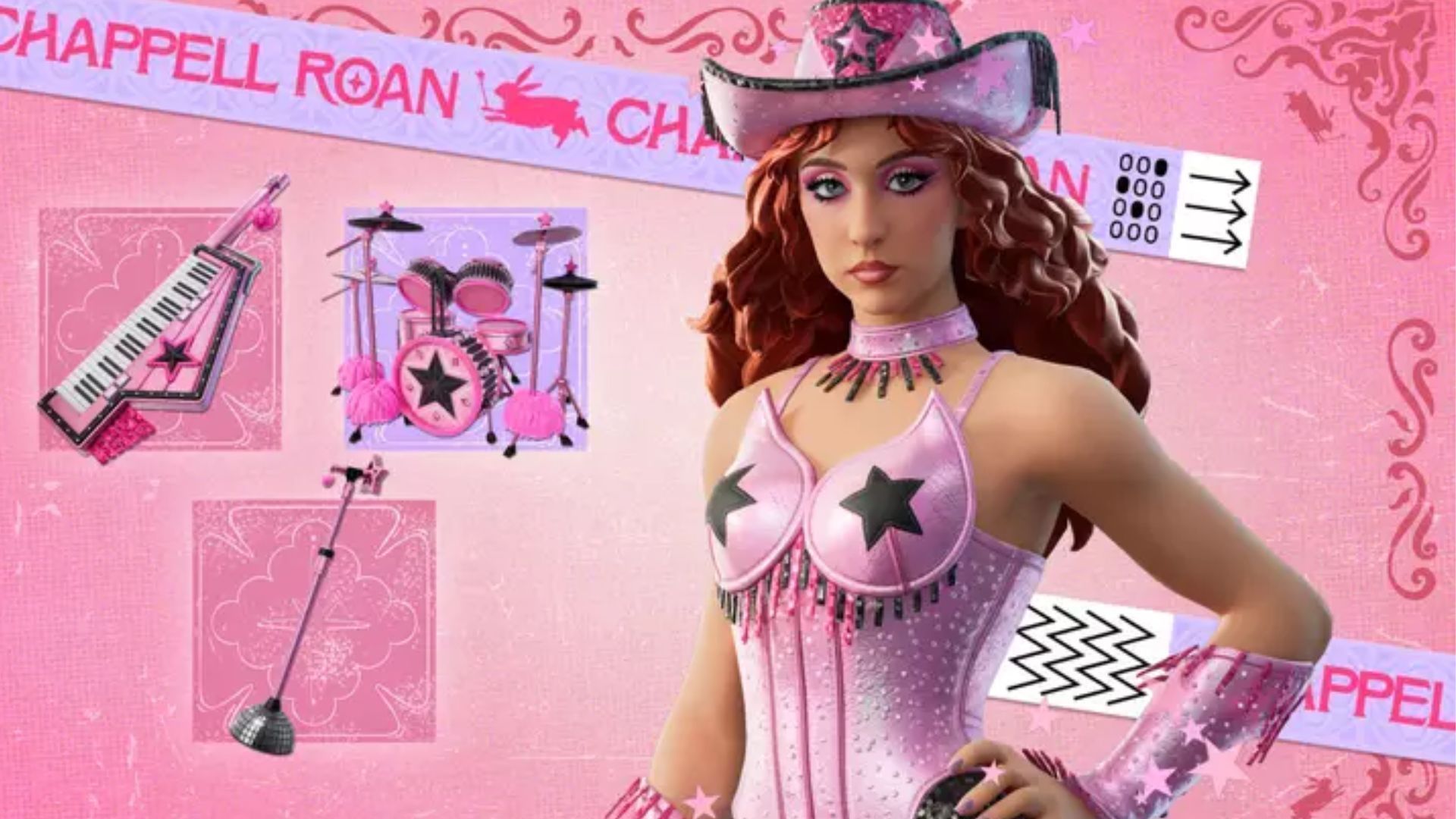 Skin da cantora Chappell Roan no jogo Fortinite