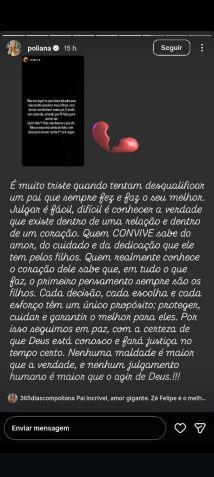 Stories em que Poliana defende o filho Zé Felipe • Instagram | Poliana Rocha